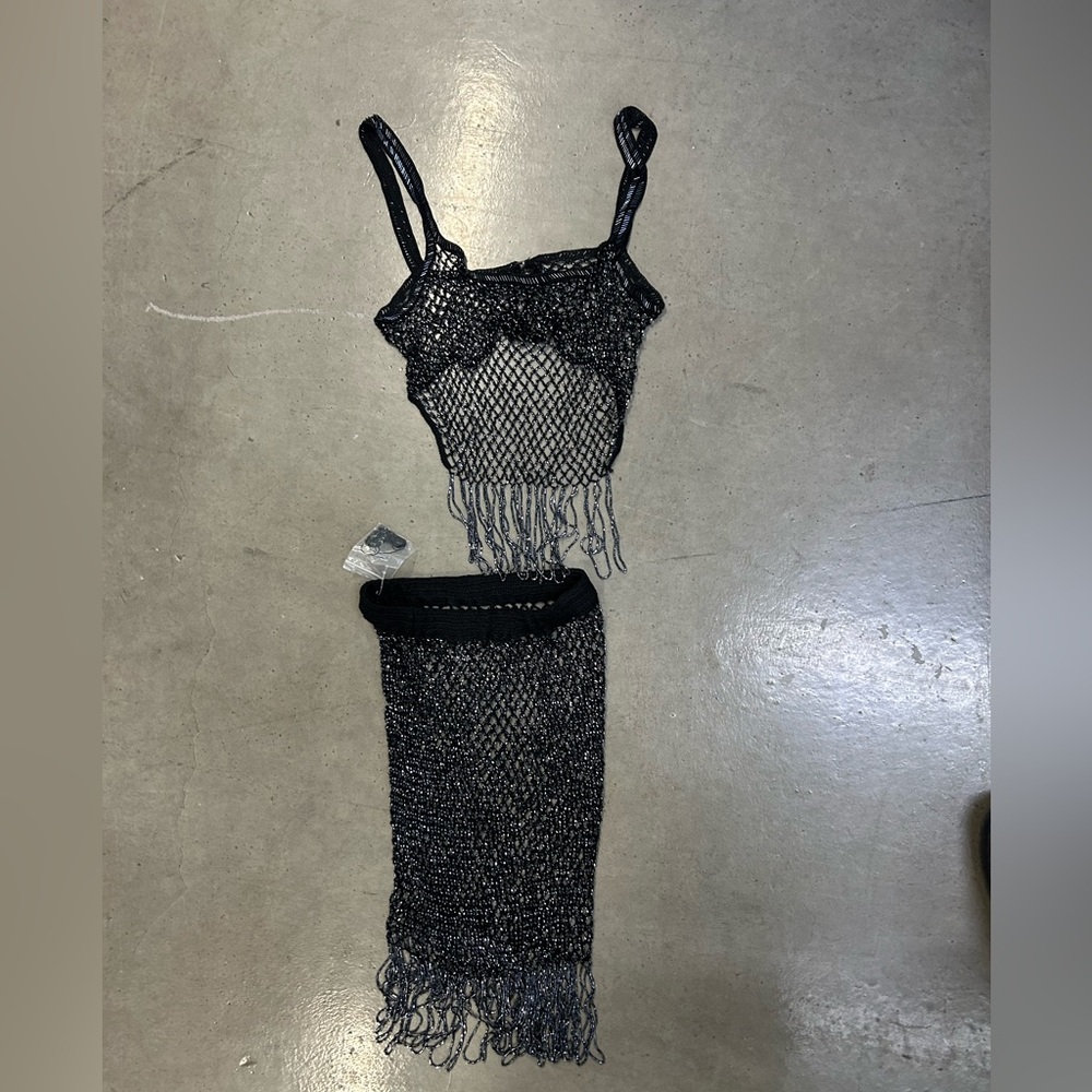 Bebe brand  Black Fishnet Two-Piece Set size S - Picture 2 of 5